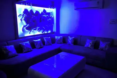 stylish vacation home with home theater, games zone and open terrace