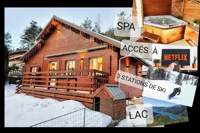 Image de Chalet Entier + Spa privatif exterieur-3 places parking-Proche Station Ski & Lac