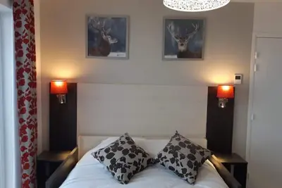 Image de Pied des pistes de ski, piscine, sauna, hammam, terrasse, balcon, télévision, 45m², Combloux