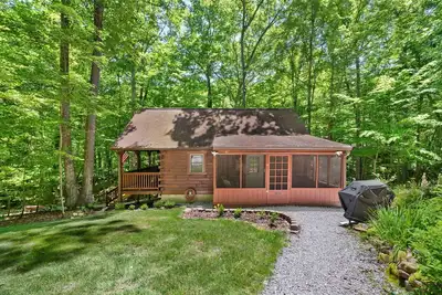 Image de Charming cabin that has beds for 8 guests, hot tub, electric fireplace, firepit