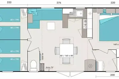 Mobil home Super Cordélia (samedi) 6 personnes