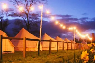 Image de Spacious Bell Tent Nestled in Our Orchard Field at Edinburgh Festival Glamping!
