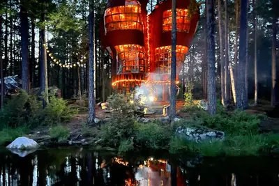 Image de Incroyable maison dans les arbres sur votre propre île privée sur un immense lac