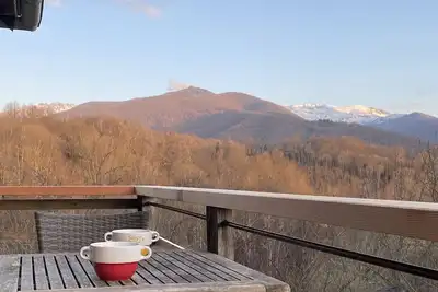 Image de Eco-Grange au milieu de notre ferme O'Naturel avec ses vaches et poules