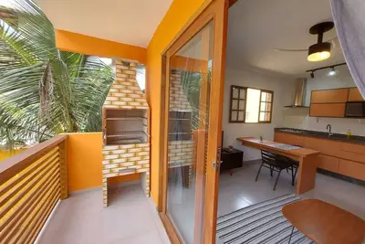Cotia – Stylish Flat Near the Beach, kichen, with Pool View