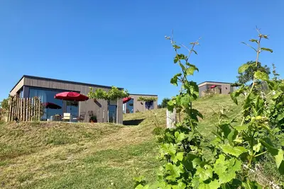 Image de MoselHoch 2 is the middle of three vacation cottages on the edge of the vineyards.