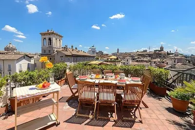 Image de Rome centre panoramique 4br 3ba terrasse jardin, vues incroyables-salon en verre