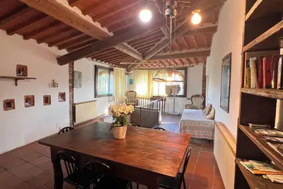 Image de Penthouse with large windows and frescoes in hamlet with pool use