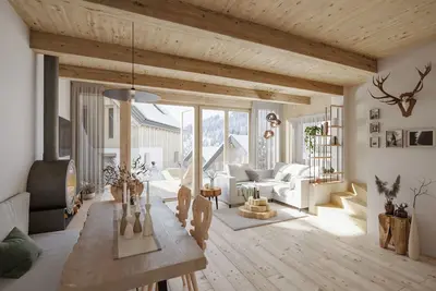 Image de Chalet n#1 avec 2 chambres, sauna et bain à remous.