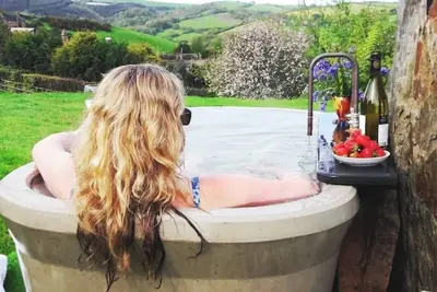 Image de North Devon cosy Shepherds Hut plus outdoor bath. Romantic getaway.