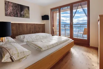 Image de Chambre 'Hochwandnest Zi 2' avec vue sur les montagnes, jardin partagé et balcon