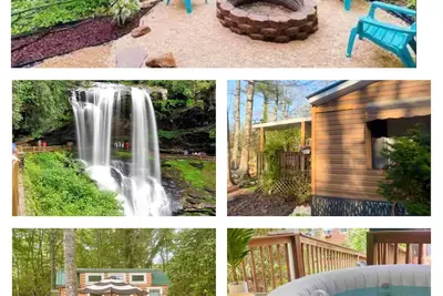 2 Cozy Bear Fun Cabins, Hiking Fire pit, waterfalls with Wifi kitchen Tree swing