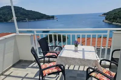 Image de Appartement d'une chambre avec le balcon et la vue sur le mer Baie Saplunara, Mljet (A-12849-d)
