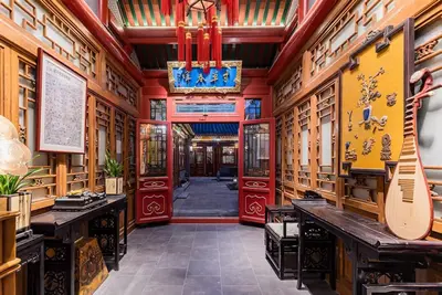 Peking traditional quadrangle Hotel  located in ancient Hutong （downtown）