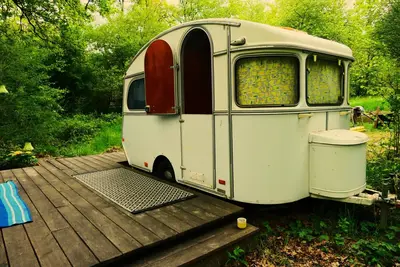 Image de Vintage Caravan in green and quiet paradise