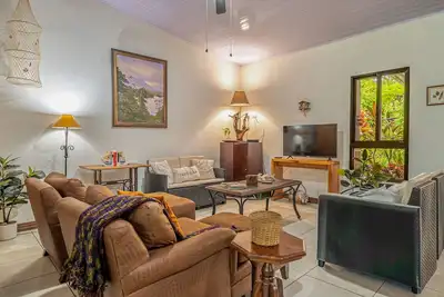 Image de Relaxed tropical home with private pool, lush gardens & family-friendly layout
