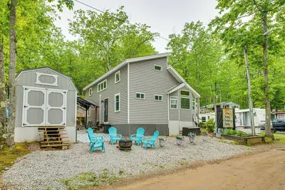 Walk to Lake Beaches: Cabin w/ Patio in Belmont!
