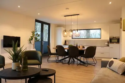 Image de Design cube for 8 guests with 4 bedrooms and 3 bathrooms. A luxury stay in the middle of the forest at park BreeBronne.