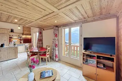 Image de Appartement 2 chambres, mezzanine, vue Mont Blanc, proche village, parking