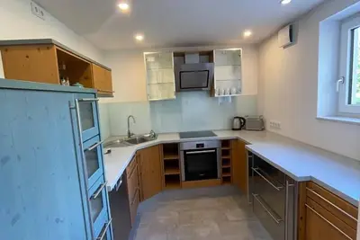 Image de Cozy basement apartment with spacious living room and green outdoor area