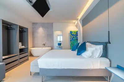 Image de Chambre 'Bleue' avec Vue sur la Montagne, Terrasse Partagée et Climatisation