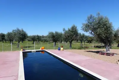Image de Maison de vacances 'Herdade Da Carapuça' avec vue sur la montagne, piscine privée et Wi-Fi