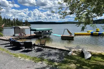 Image de Lakefront Log Cabin w/ Private Beach, Floating Water Park, Dock & Firepit