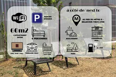 Image de Côté Parc: Appartement entier neuf, parking intérieur, & au pied du métro à Lyon