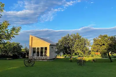 Modern cottage surrounded by nature