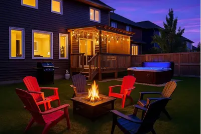 Image de Outdoor Oasis-Hottub-Bbq-Firetable-Ac-KingBd-85\"Tv