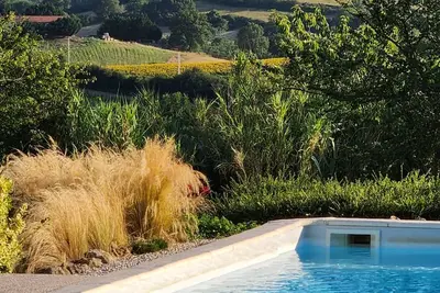 Image de Gîte en pleine nature et au calme avec sa grande piscine et vue sur les Pyrénées