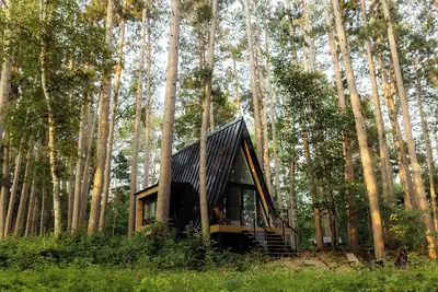 Image de Modern A Frame Cabin on Private Nature Lake