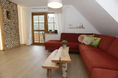 Image de Appartement 'Ferienwohnung Tannenduft, 80 m²' avec terrasse commune, jardin commun et Wi-Fi