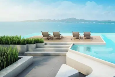 Image de Superbe chambre avec vue sur la mer et deux lits - Vues fascinantes