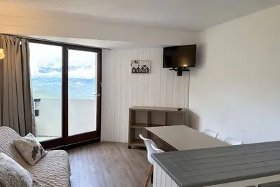 Image de Studio skis aux pieds pour 4 pers, balcon vue vallée