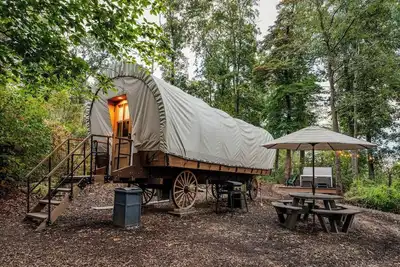 Image de Covered Wagon with Salt Water Hot Tub
