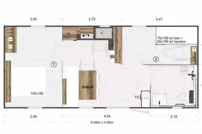 Image de Mobil-home Premium - 33m² - 2 chambres + Climatisation (accessible Pmr) 4 personnes