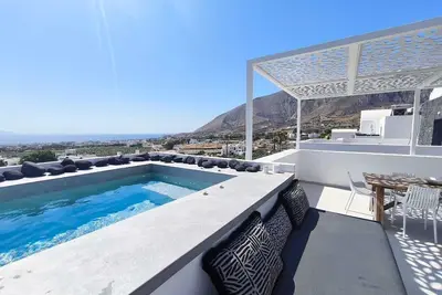 Image de Exo  Santorini 2 bedrooms maizonette, Barbeque, private  Sea View Pool Jaccuzi