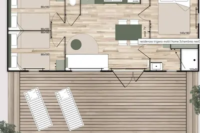 Image de Mobil home confortable avec terrasse pour 6 personnes