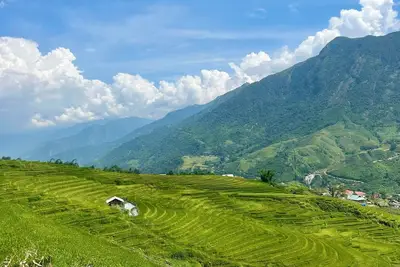 Image de Traditional Hmong house in the heart of the rice fields