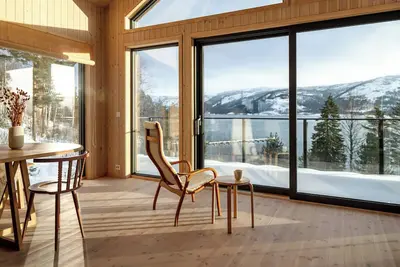 Image de Cabine design au bord du lac Nisser avec vue et sauna