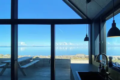 Image de vue panoramique à 180 degrés sur la baie de Venø