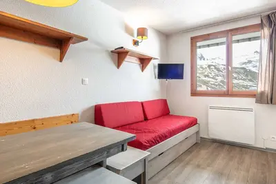 Image de Mignon studio 4 pers, balcon avec vue piste de ski