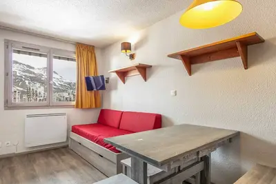 Image de Coquet studio 4 pers, balcon, vue piste de ski