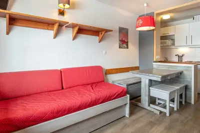 Image de Petit studio 4 pers, équipé, balcon vue piste de ski