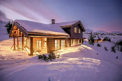 Image de Chalet avec cheminée et vue sur la montagne