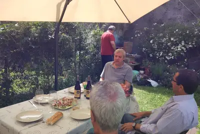 Image de île de plage en terrasse avec jardin privé à 500m de la plage avec piscine commune