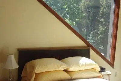 Confort de montagne avec vue sur un ruisseau entouré de feuilles de verdure sur navette