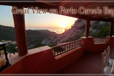 Image de Vue sur la mer et paysage à couper le souffle dans une charmante maison confortable, Porto Cervo à 2 km