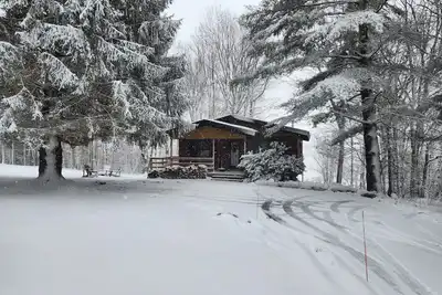 Image de Vues fabuleuses, cabine centrale w / bain à remous et à 5 min à pied du lac, grill